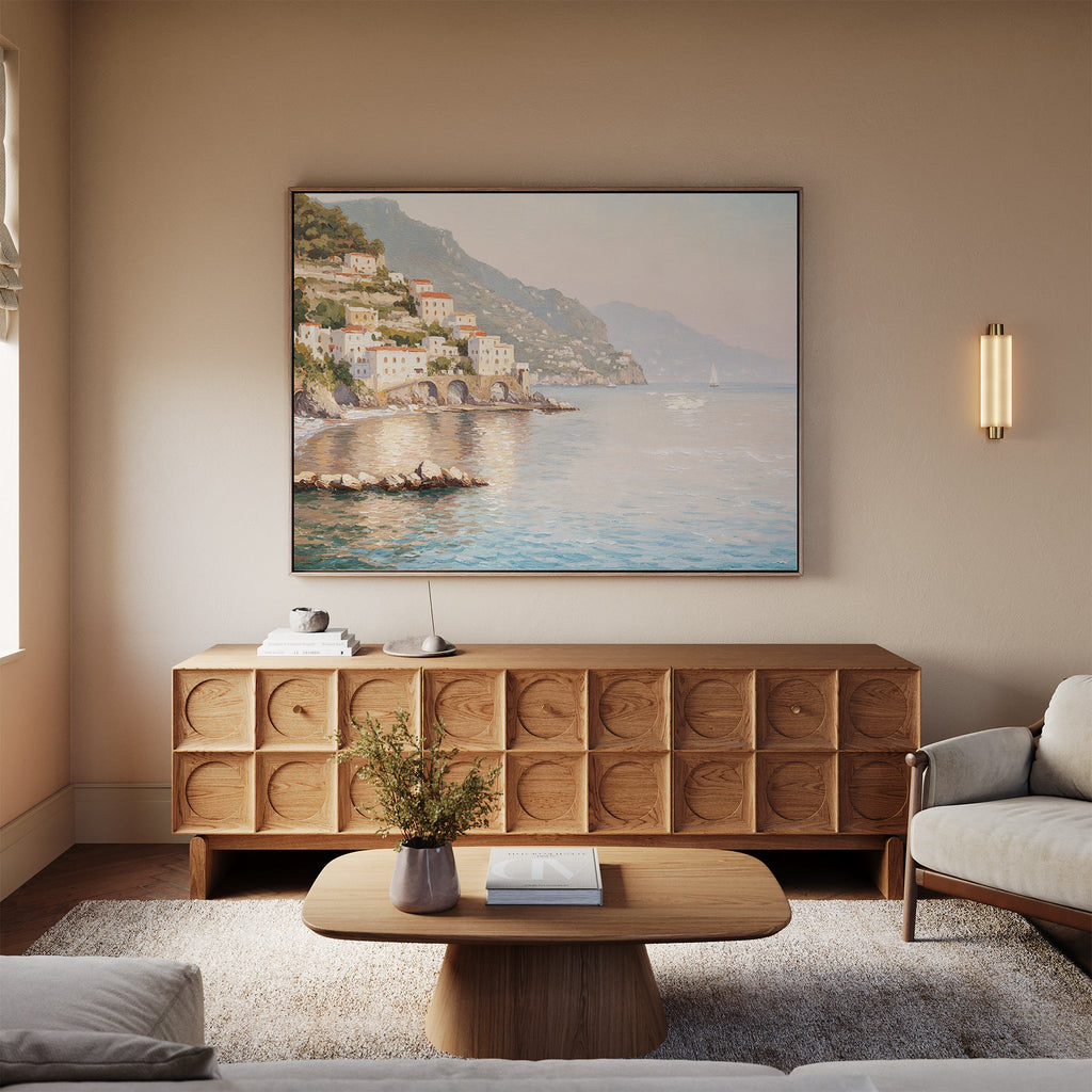 Whispers of the Amalfi Coast – multicolour vintage canvas wall art print by Aspire Prints