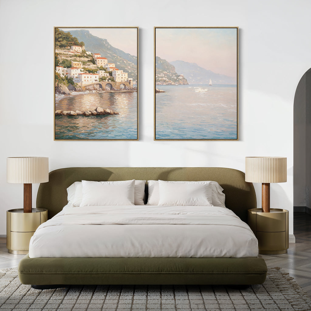 Whispers of the Amalfi – Set of 2 Canvas Prints set of 2 – multicolour vintage canvas wall art by Aspire Prints