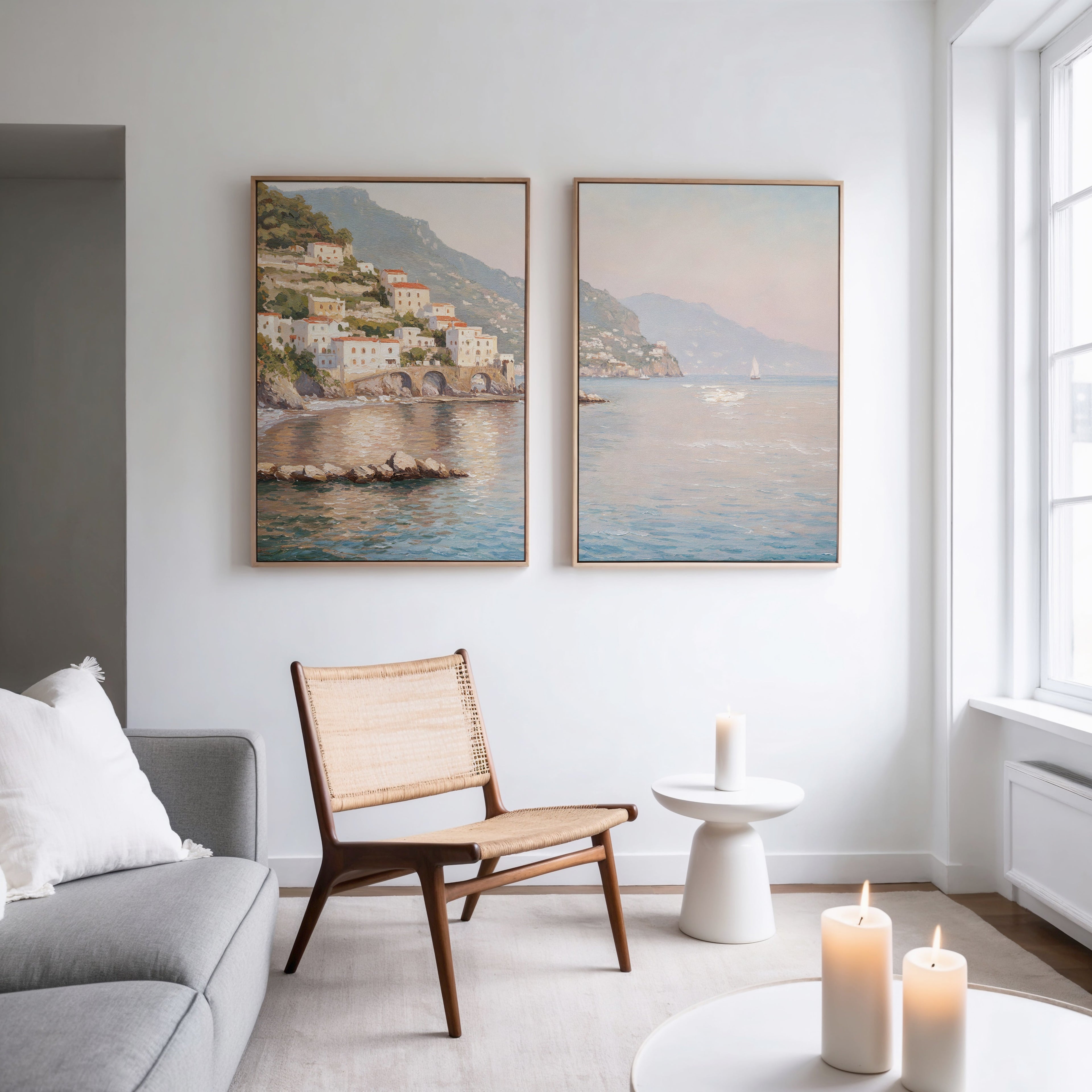 Whispers of the Amalfi – Set of 2 Canvas Prints set of 2 – multicolour vintage canvas wall art by Aspire Prints
