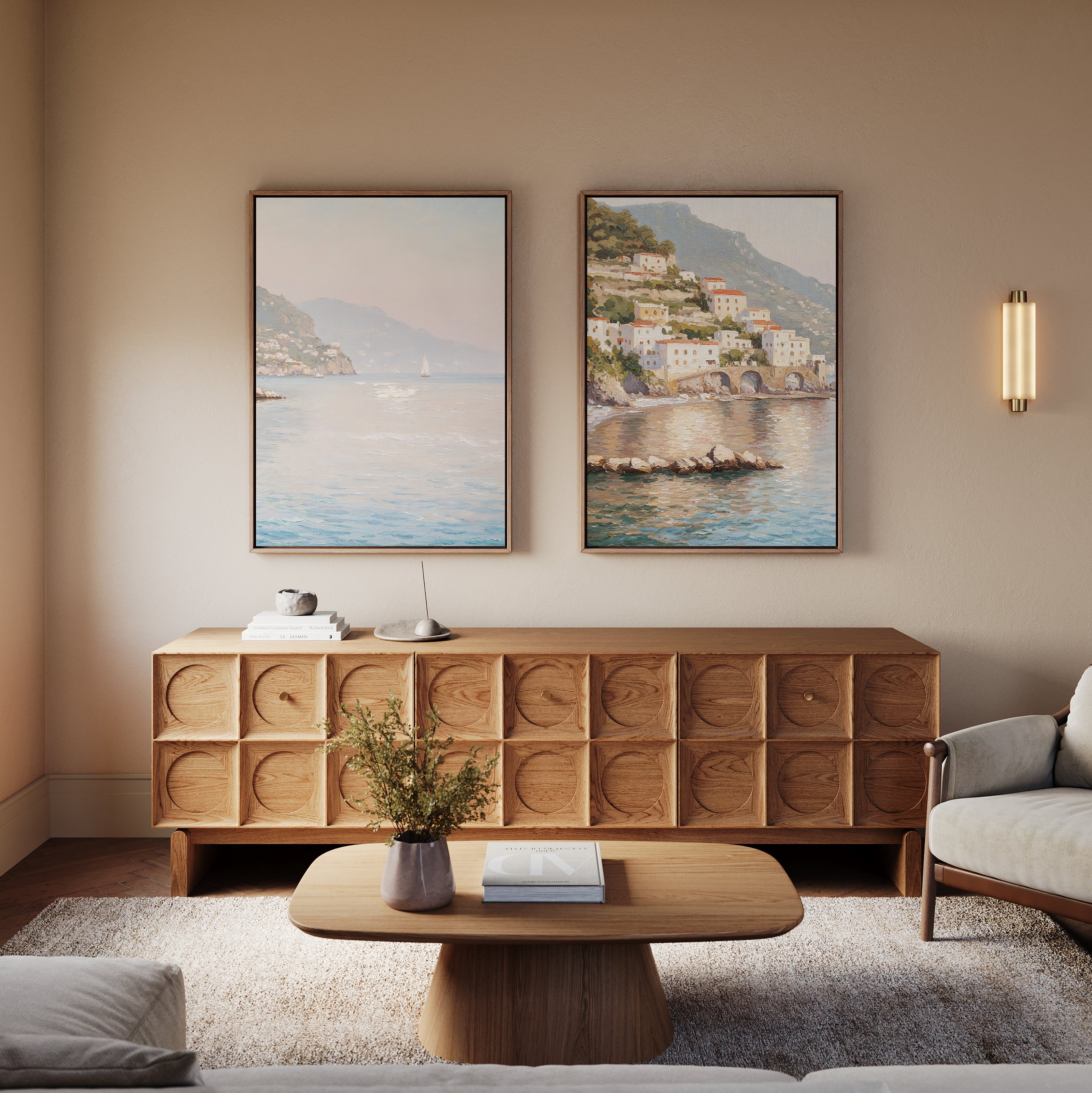 Whispers of the Amalfi – Set of 2 Canvas Prints set of 2 – multicolour vintage canvas wall art by Aspire Prints