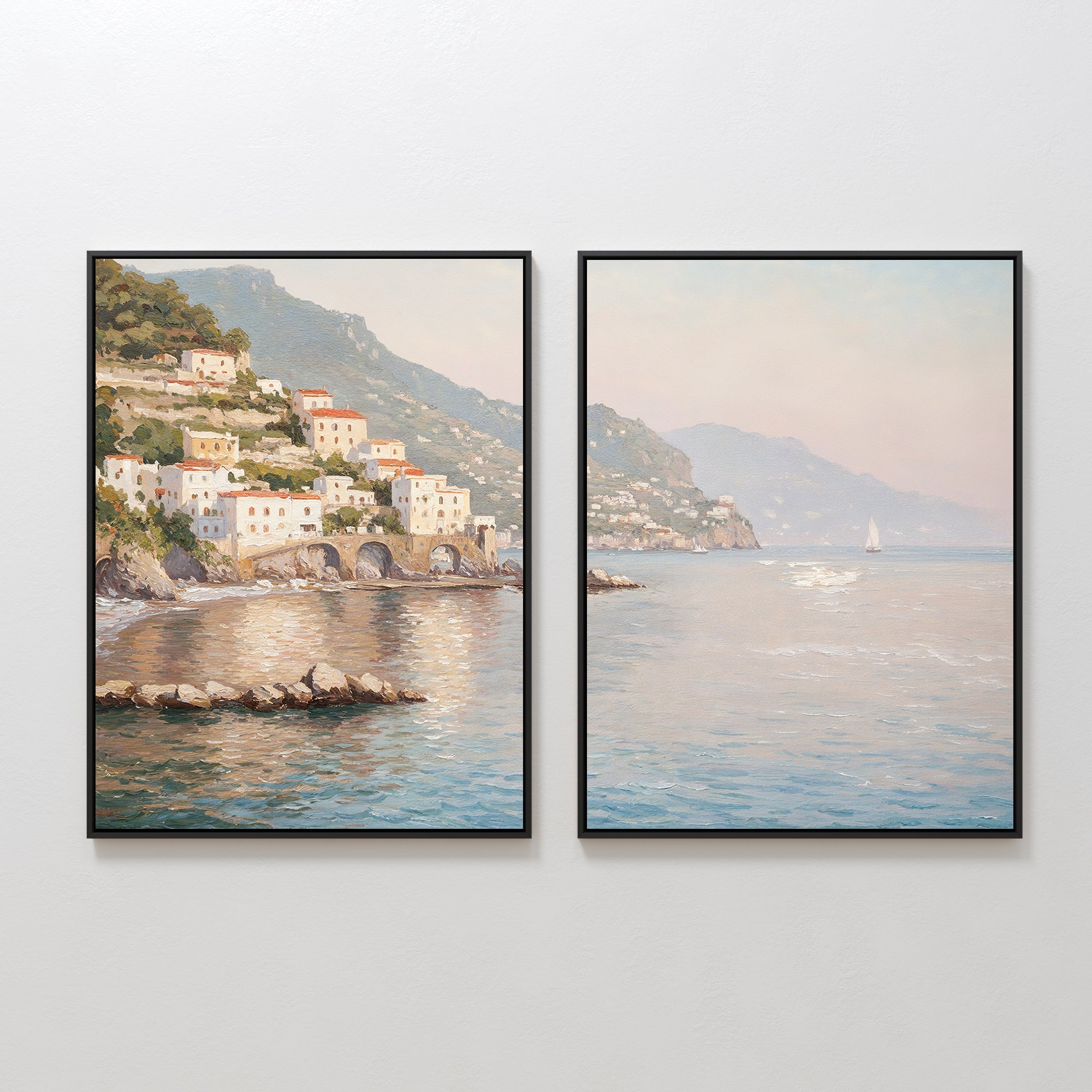 Whispers of the Amalfi – Set of 2 Canvas Prints set of 2 – multicolour vintage canvas wall art by Aspire Prints