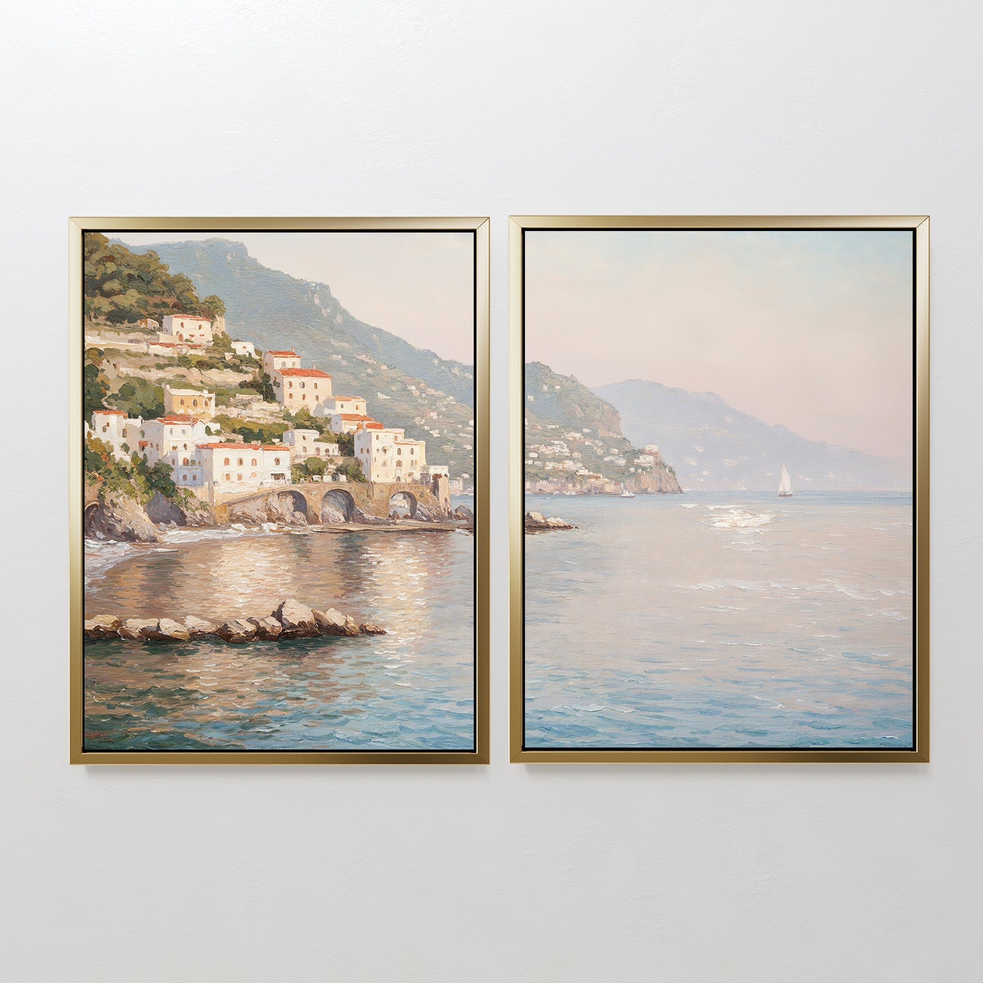 Whispers of the Amalfi – Set of 2 Canvas Prints set of 2 – multicolour vintage canvas wall art by Aspire Prints