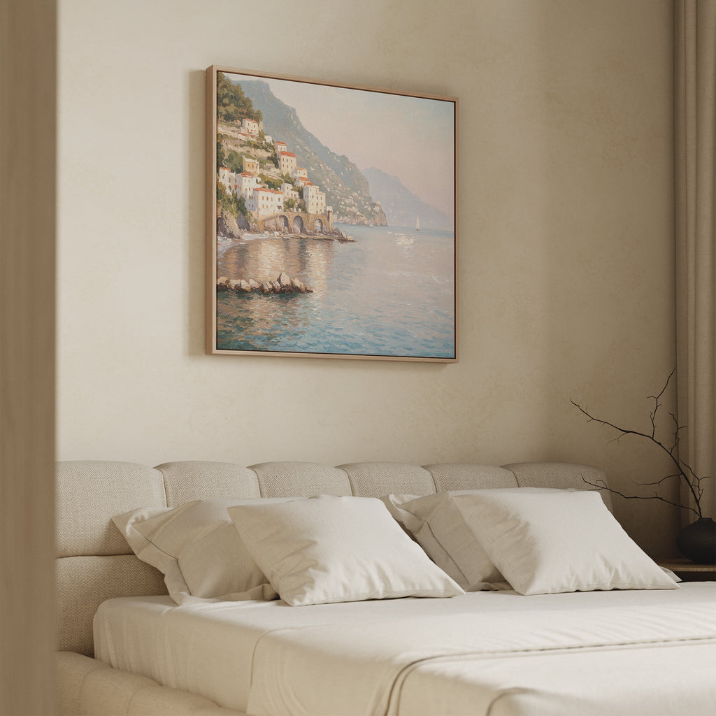 Whispers of the Amalfi Coast – multicolour vintage canvas wall art print by Aspire Prints
