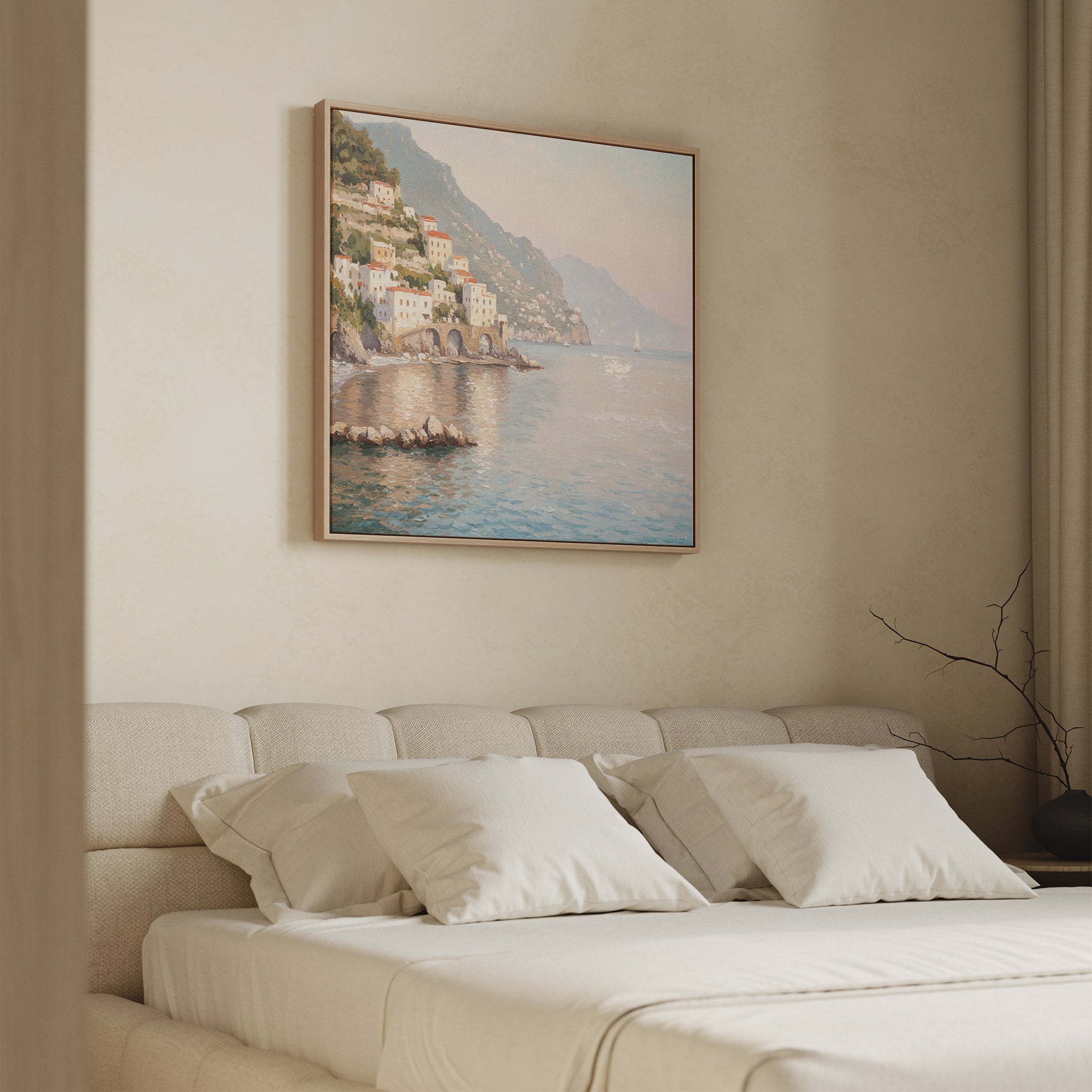 Whispers of the Amalfi Coast – multicolour vintage canvas wall art print by Aspire Prints