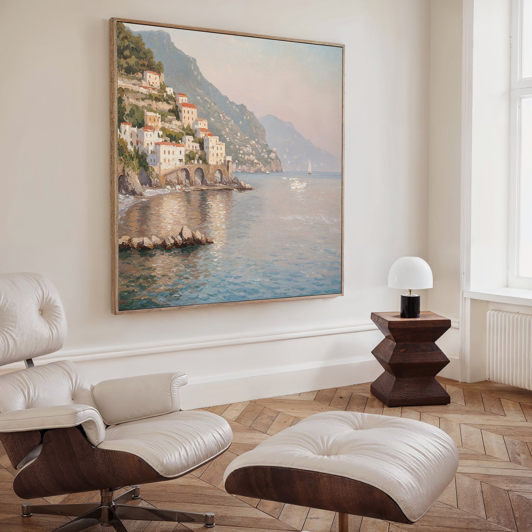 Whispers of the Amalfi Coast – multicolour vintage canvas wall art print by Aspire Prints