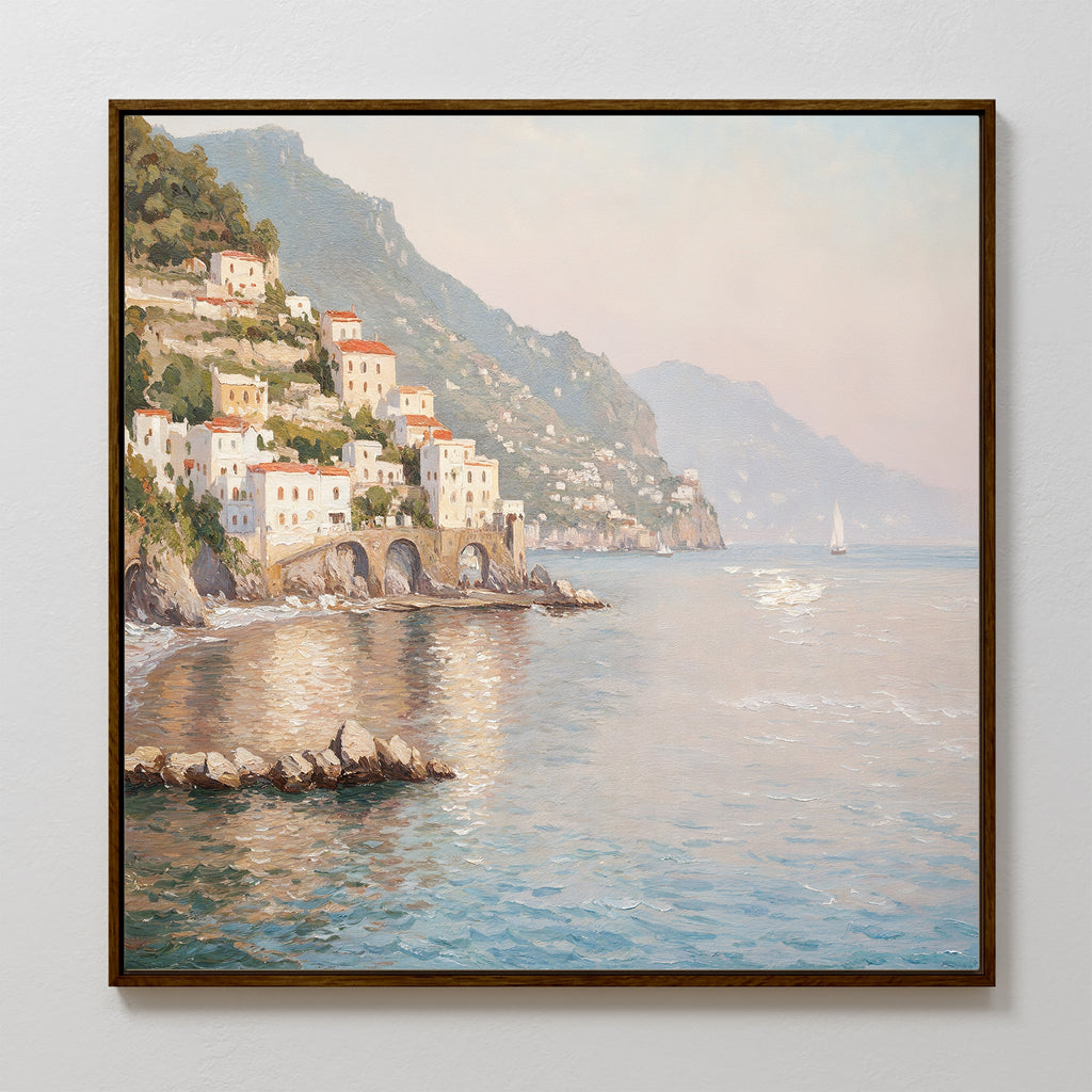 Whispers of the Amalfi Coast – multicolour vintage canvas wall art print by Aspire Prints