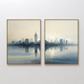 Skyline Whisper at First Light set of 2 – blue landscape canvas wall art by Aspire Prints