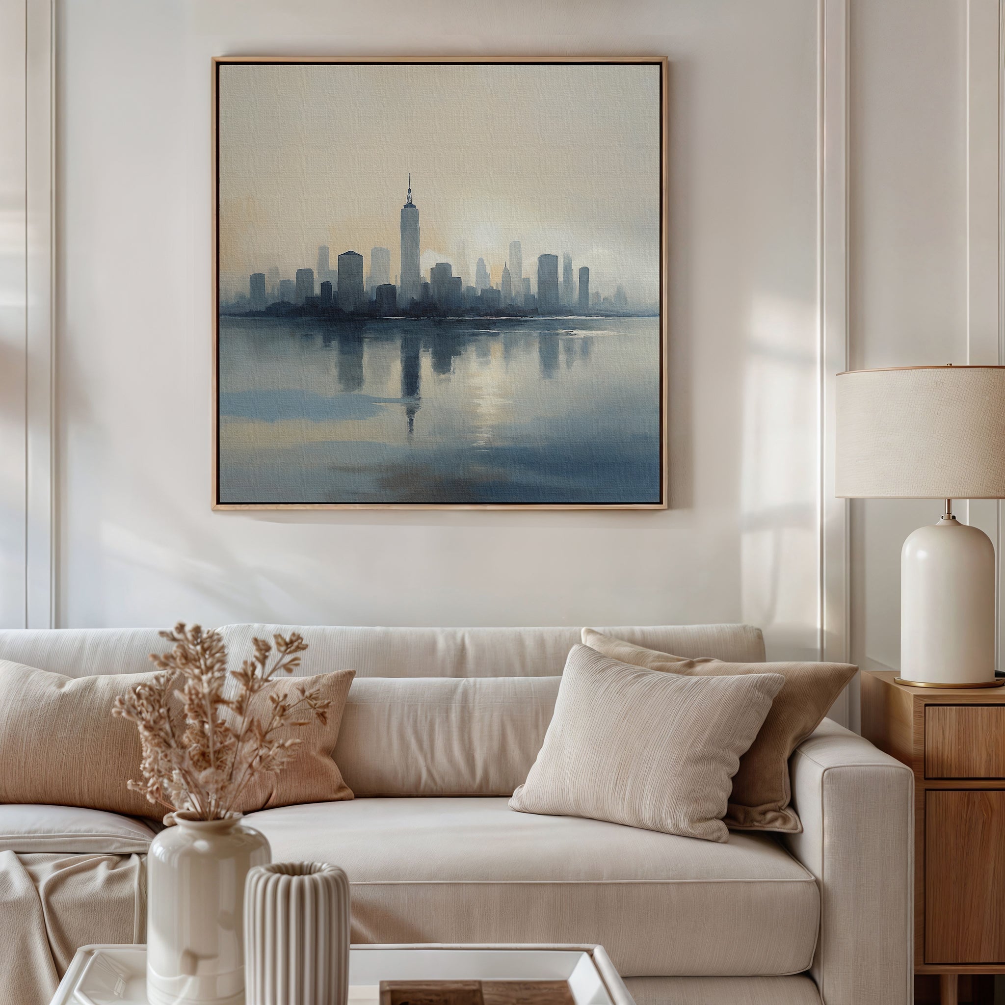 Skyline Hush at First Light – blue landscape canvas wall art print by Aspire Prints