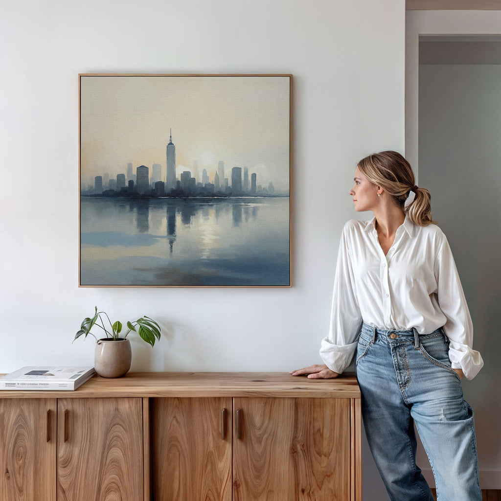 Skyline Hush at First Light – blue landscape canvas wall art print by Aspire Prints