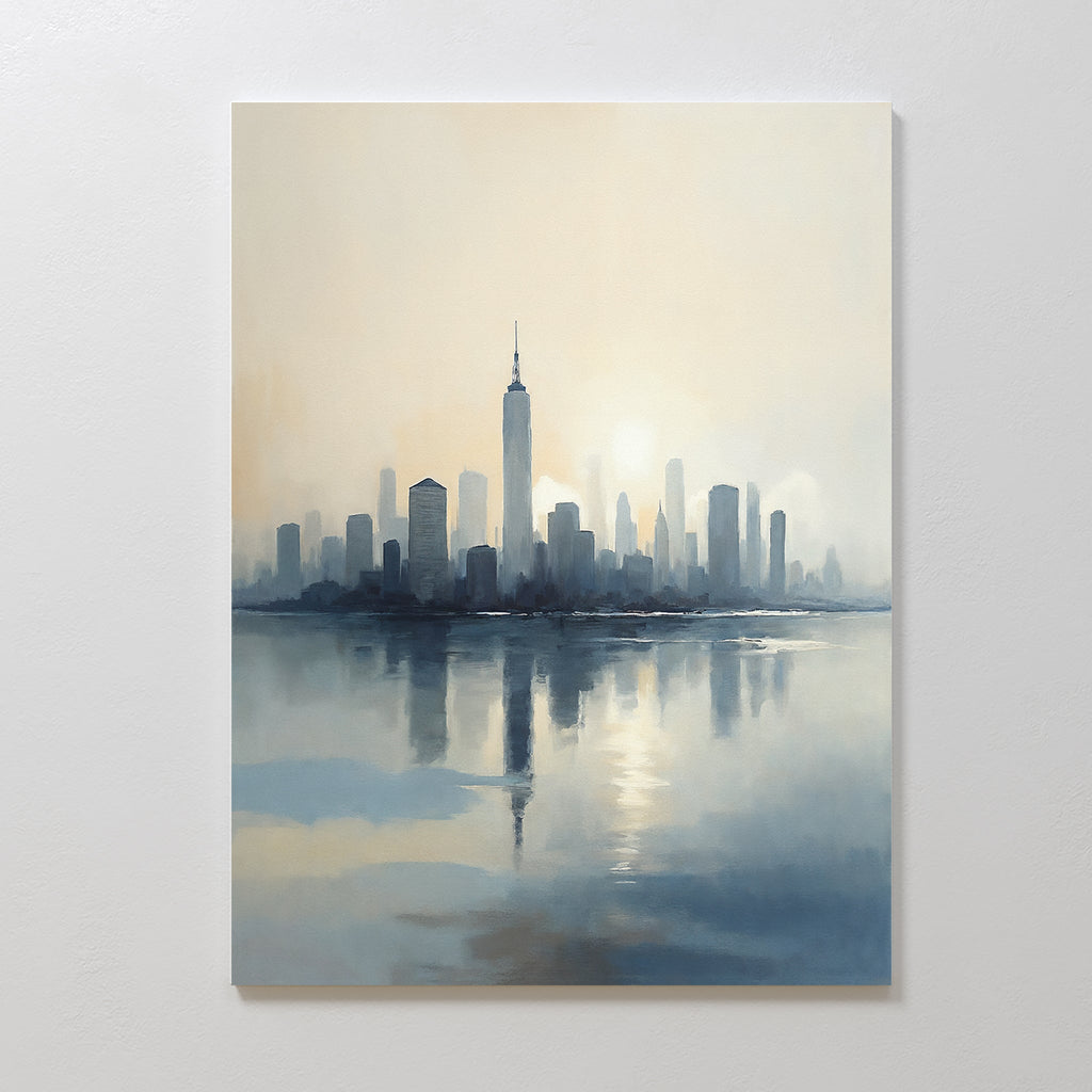 Skyline Hush at First Light Canvas Print – blue landscape canvas wall art print by Aspire Prints