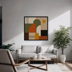 Mid-Century Arches Canvas Art - Square – Black Floating Frame in room setting