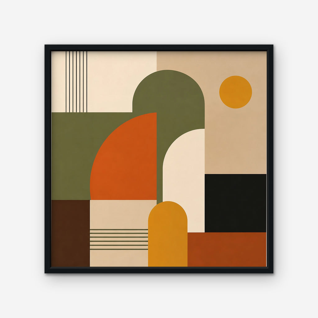 Mid-Century Arches Canvas Art - Square – Black Floating Frame on white background
