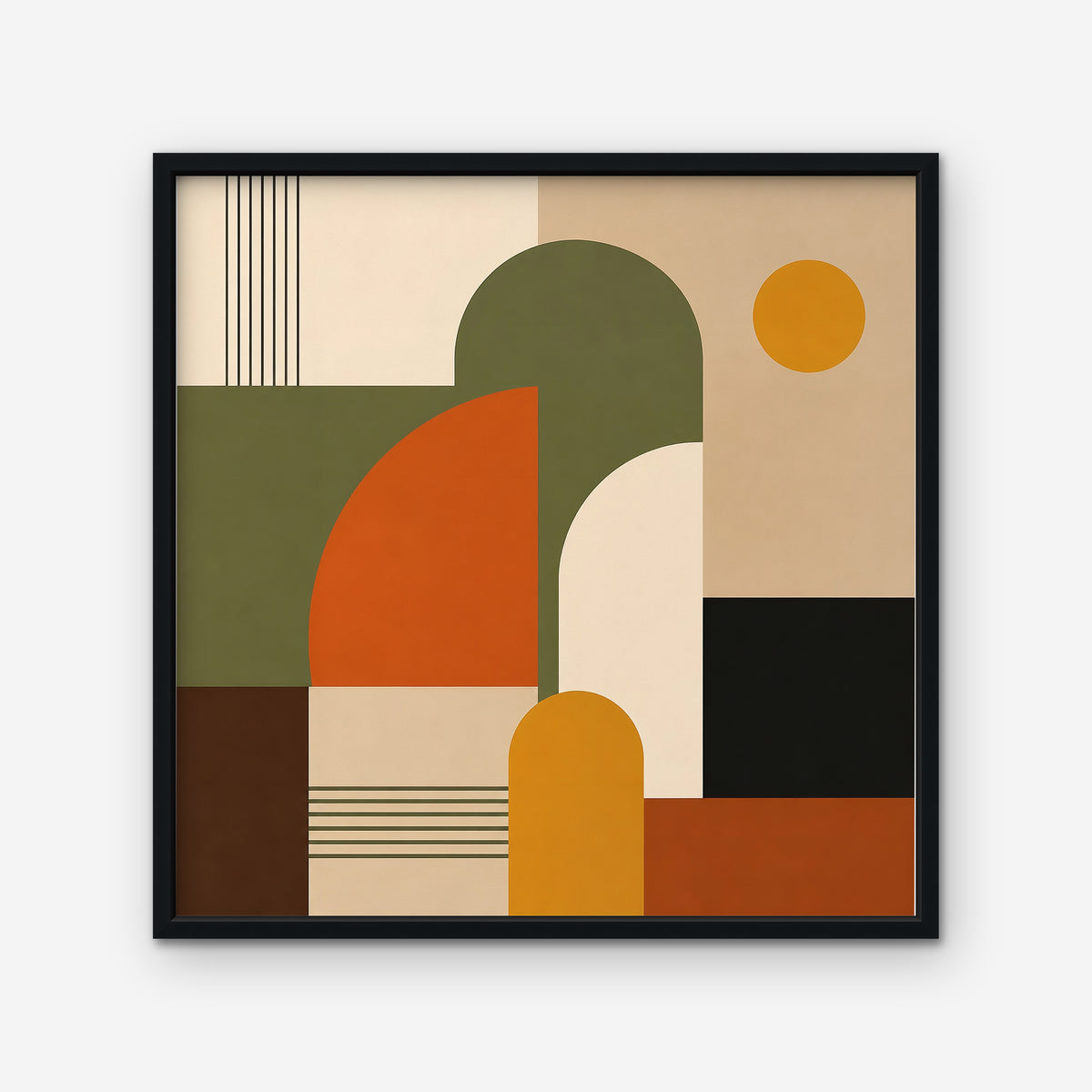 Mid-Century Arches Canvas Art - Square – Black Floating Frame on white background