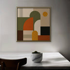 Mid-Century Arches Canvas Art - Square – Gold Floating Frame in room setting