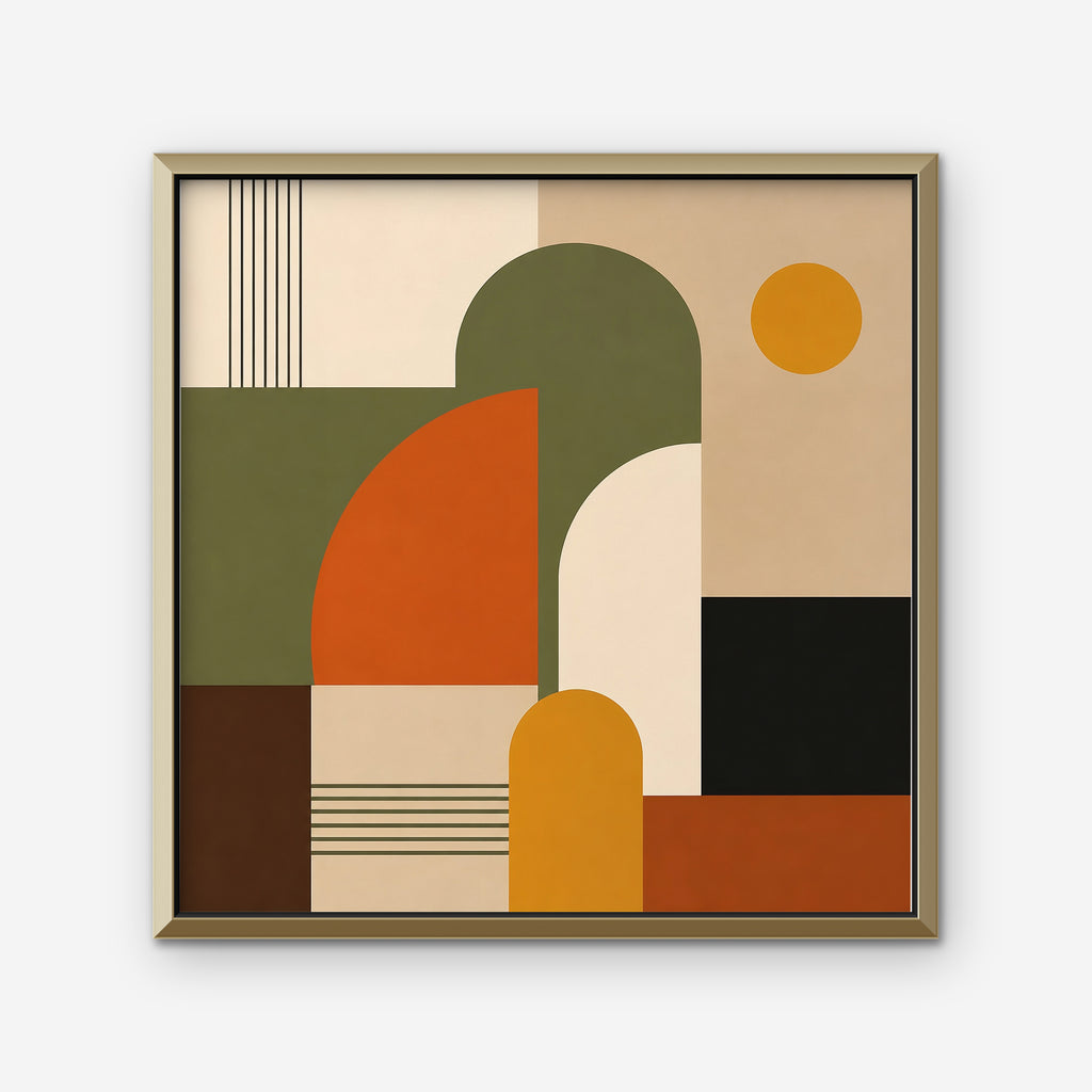 Mid-Century Arches Canvas Art - Square – Gold Floating Frame on white background