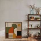 Mid-Century Arches Canvas Art - Square – Oak Floating Frame in room setting