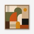 Mid-Century Arches Canvas Art - Square – Oak Floating Frame on white background