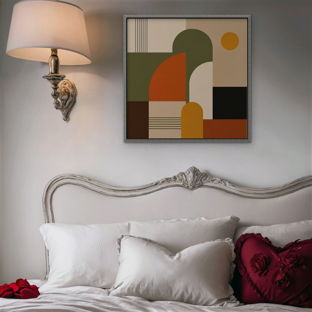 Mid-Century Arches Canvas Art - Square – Silver Floating Frame in room setting