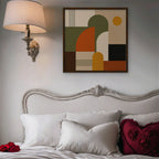 Mid-Century Arches Canvas Art - Square – Walnut Floating Frame in room setting