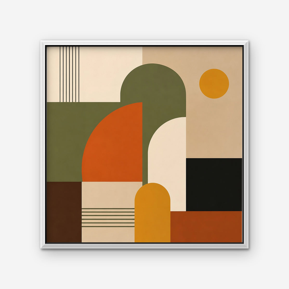 Mid-Century Arches Canvas Art - Square – White Floating Frame on white background