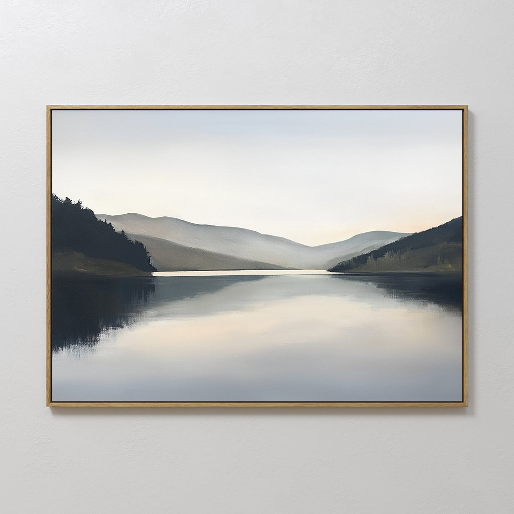 Whispering Reflections – neutral-toned landscape canvas wall art print by Aspire Prints