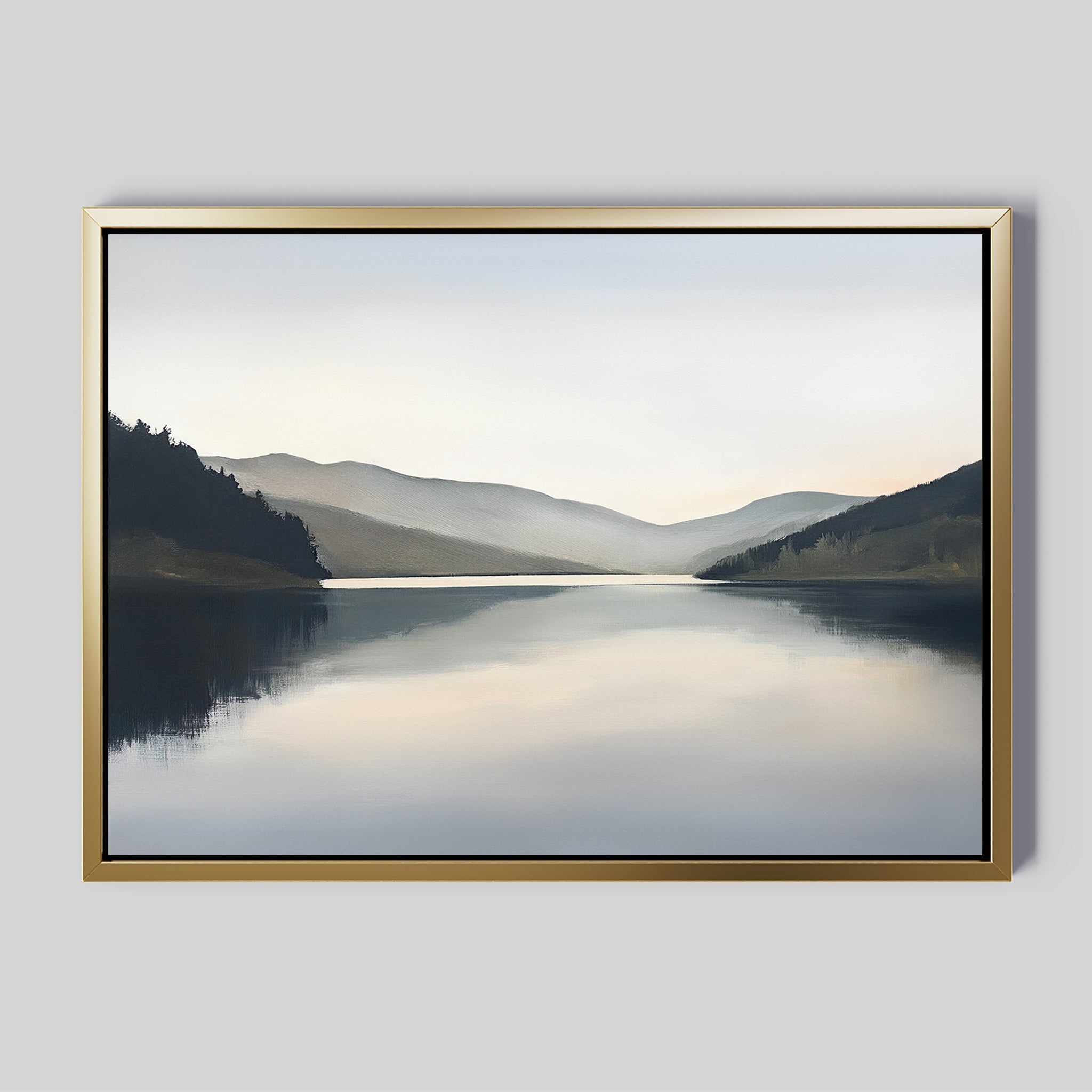 Whispering Reflections – neutral-toned landscape canvas wall art print by Aspire Prints