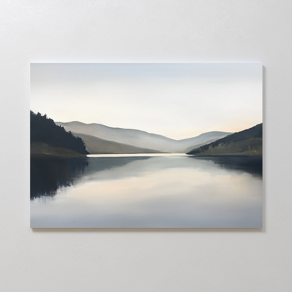 Whispering Reflections – neutral-toned landscape canvas wall art print by Aspire Prints