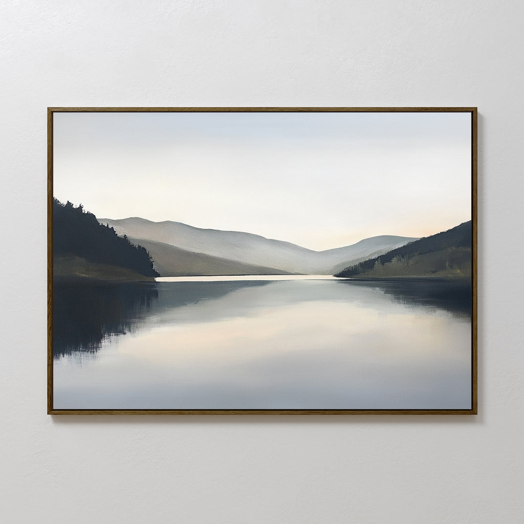 Whispering Reflections – neutral-toned landscape canvas wall art print by Aspire Prints