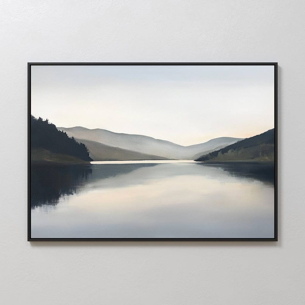 Whispering Reflections – neutral-toned landscape canvas wall art print by Aspire Prints