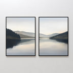 Mirror Valley Reverie – Set of 2 Canvas Prints set of 2 – neutral-toned landscape canvas wall art by Aspire Prints