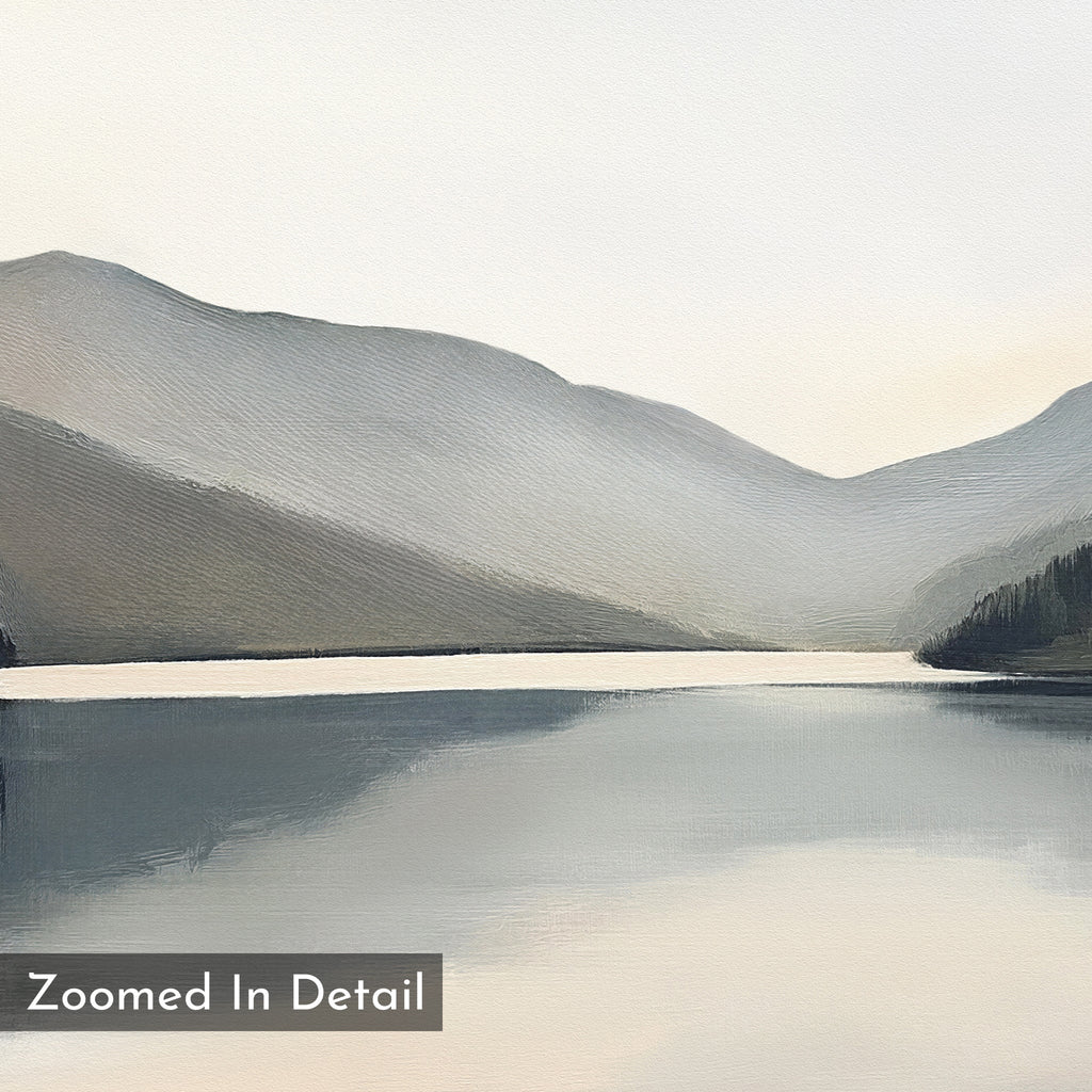 Mirrored Silence of the Highlands – neutral-toned landscape canvas wall art print by Aspire Prints