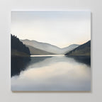 Mirrored Silence of the Highlands – neutral-toned landscape canvas wall art print by Aspire Prints