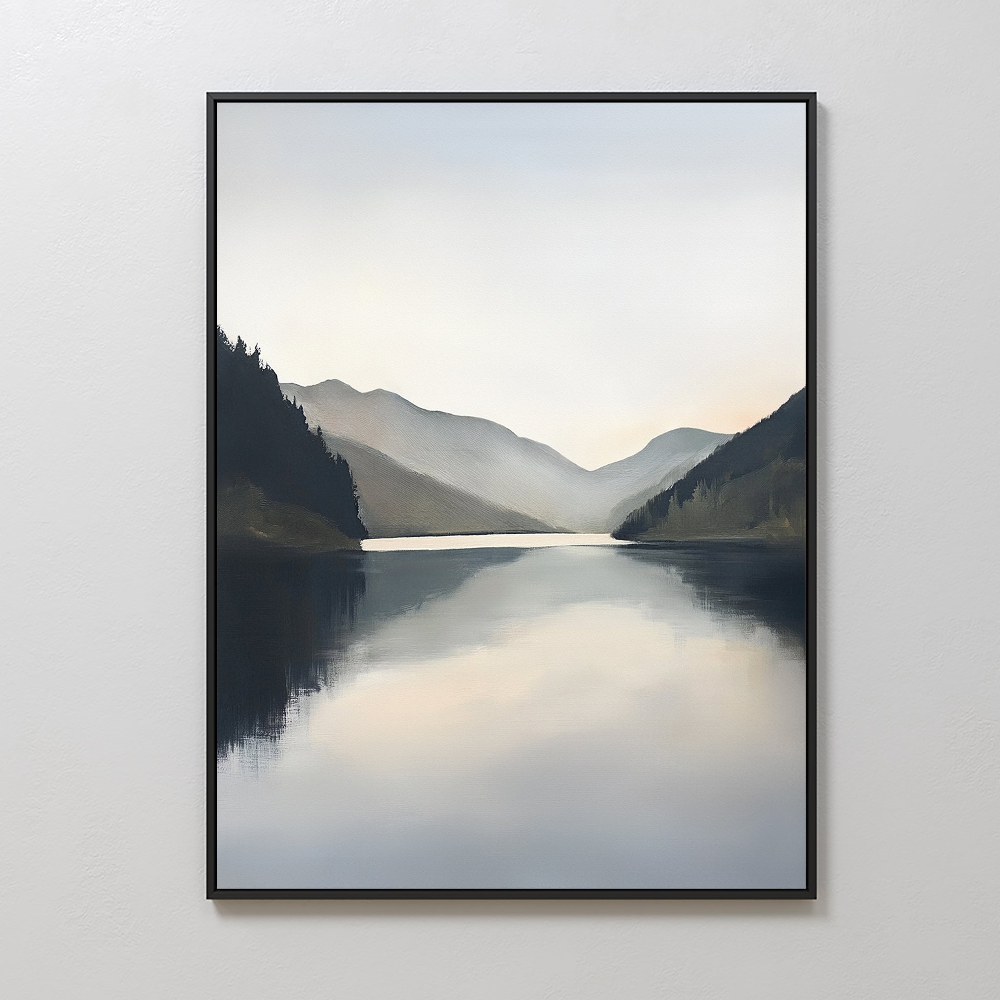 Whispering Reflections – neutral-toned landscape canvas wall art print by Aspire Prints