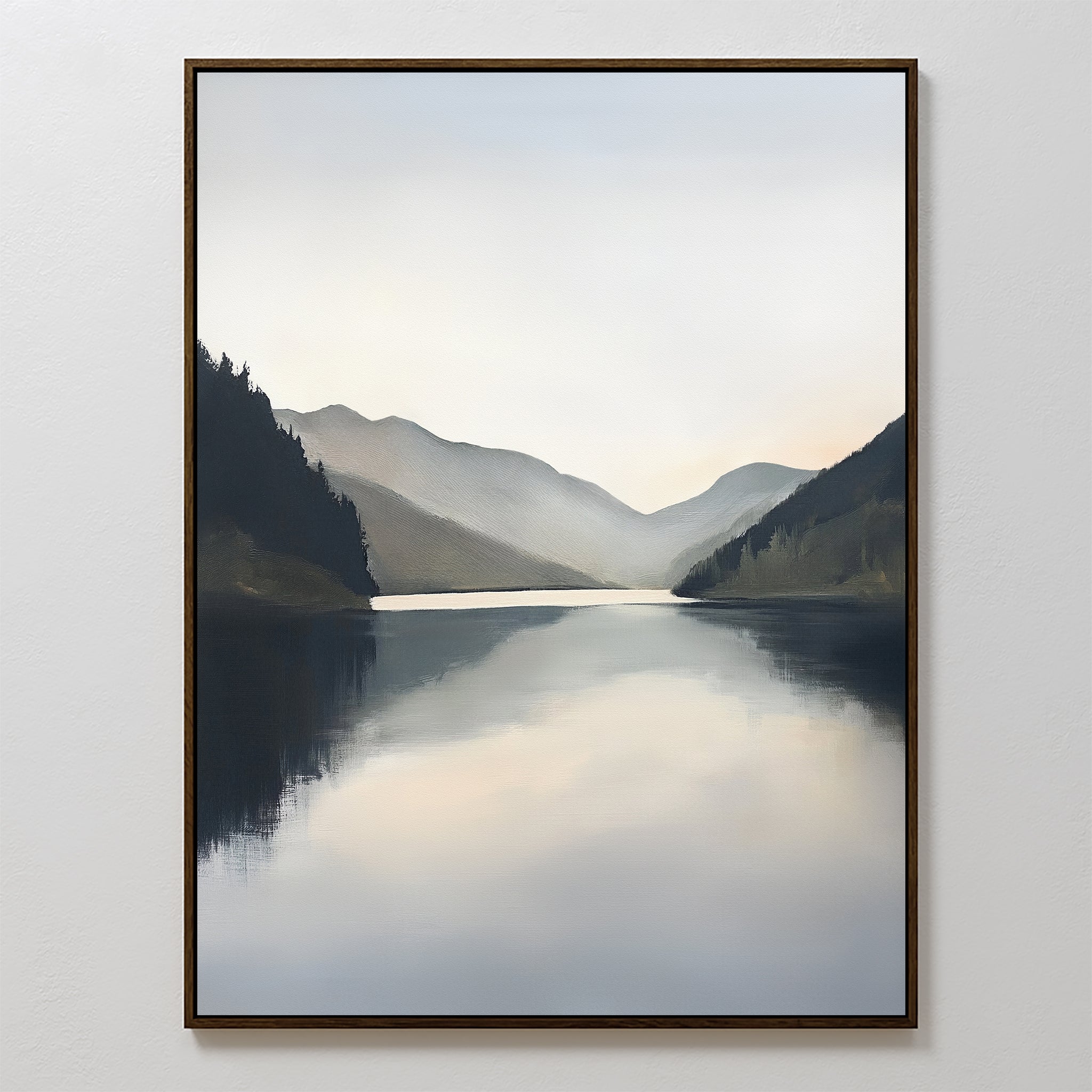 Whispering Reflections – neutral-toned landscape canvas wall art print by Aspire Prints