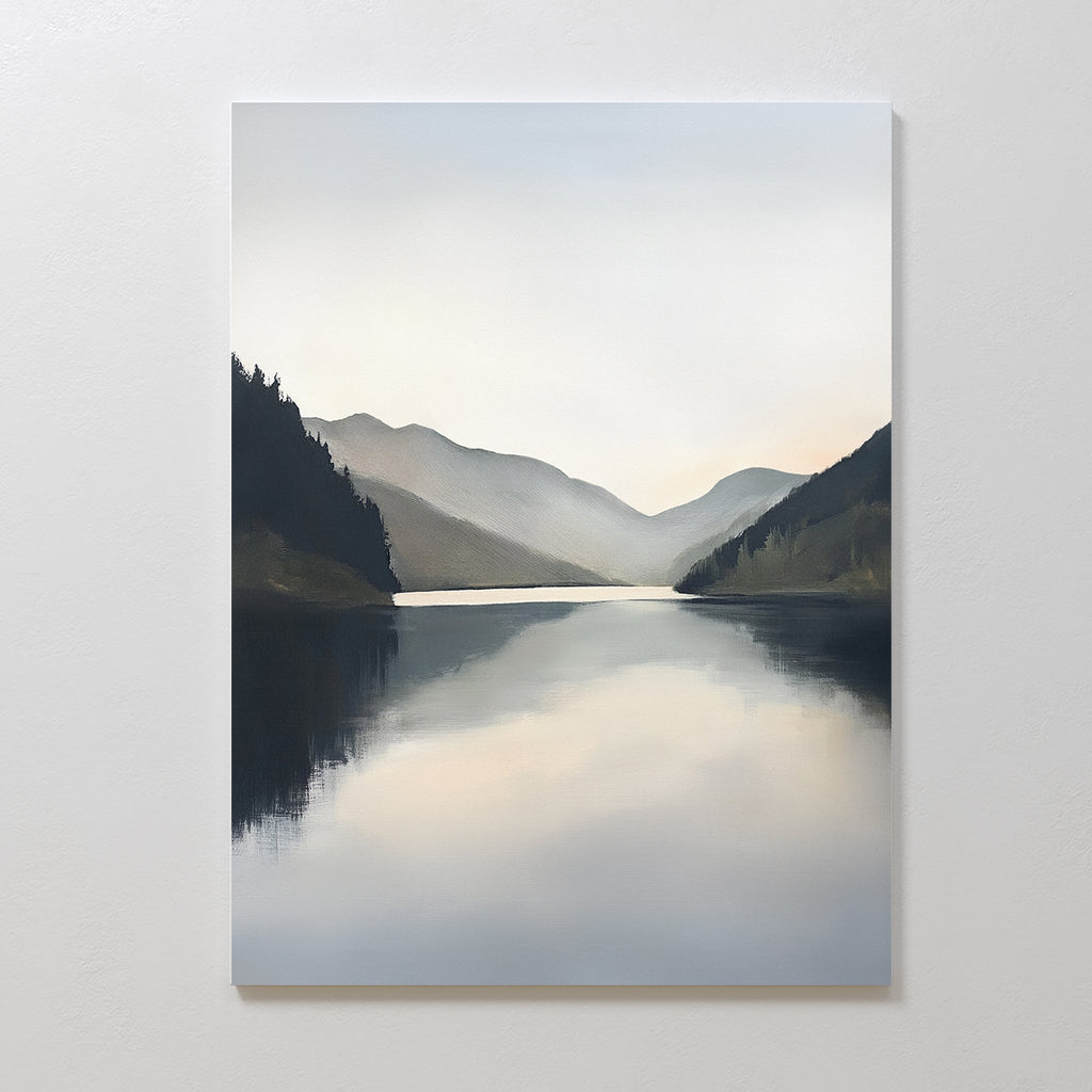 Whispering Reflections – neutral-toned landscape canvas wall art print by Aspire Prints