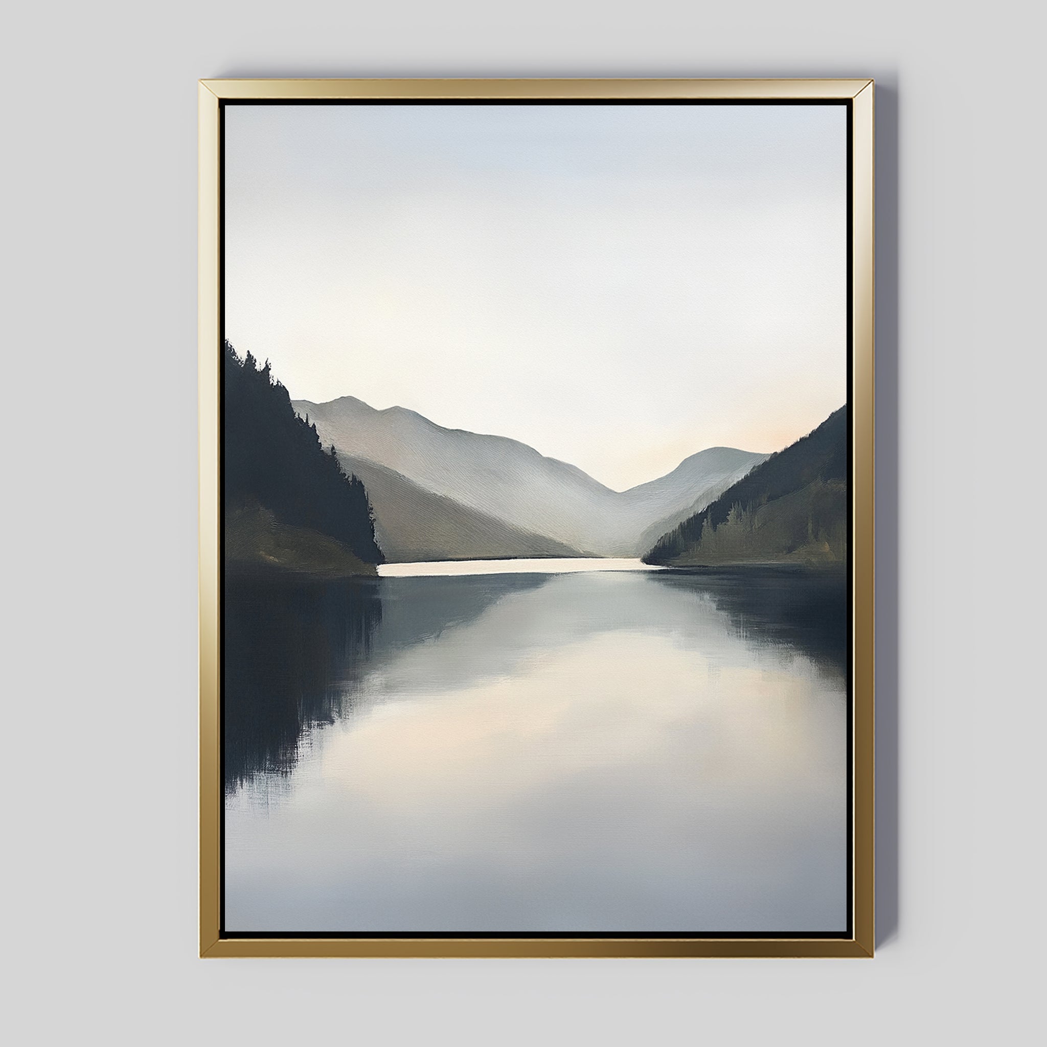 Whispering Reflections – neutral-toned landscape canvas wall art print by Aspire Prints