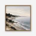 Misty Pine Coast Canvas Art - Square – Oak Floating Frame on white background