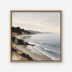 Misty Pine Coast Canvas Art - Square – Oak Floating Frame on white background