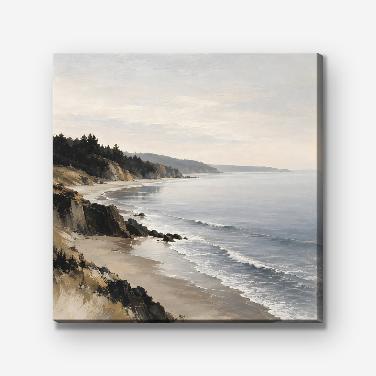 Misty Pine Coast Canvas Art - Square – Stretched Canvas Only on white background