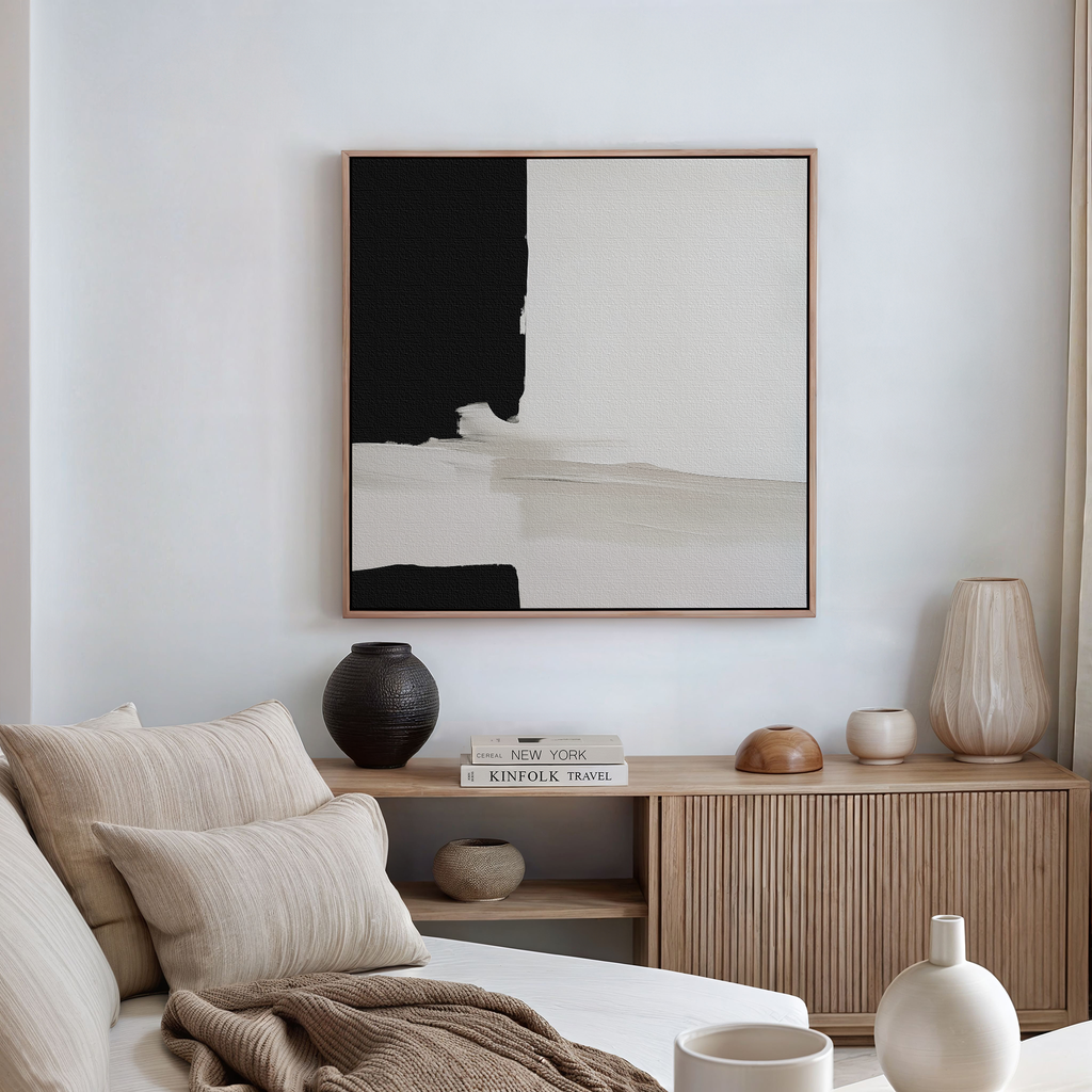 Whispers in Greyscale – black abstract canvas wall art print by Aspire Prints