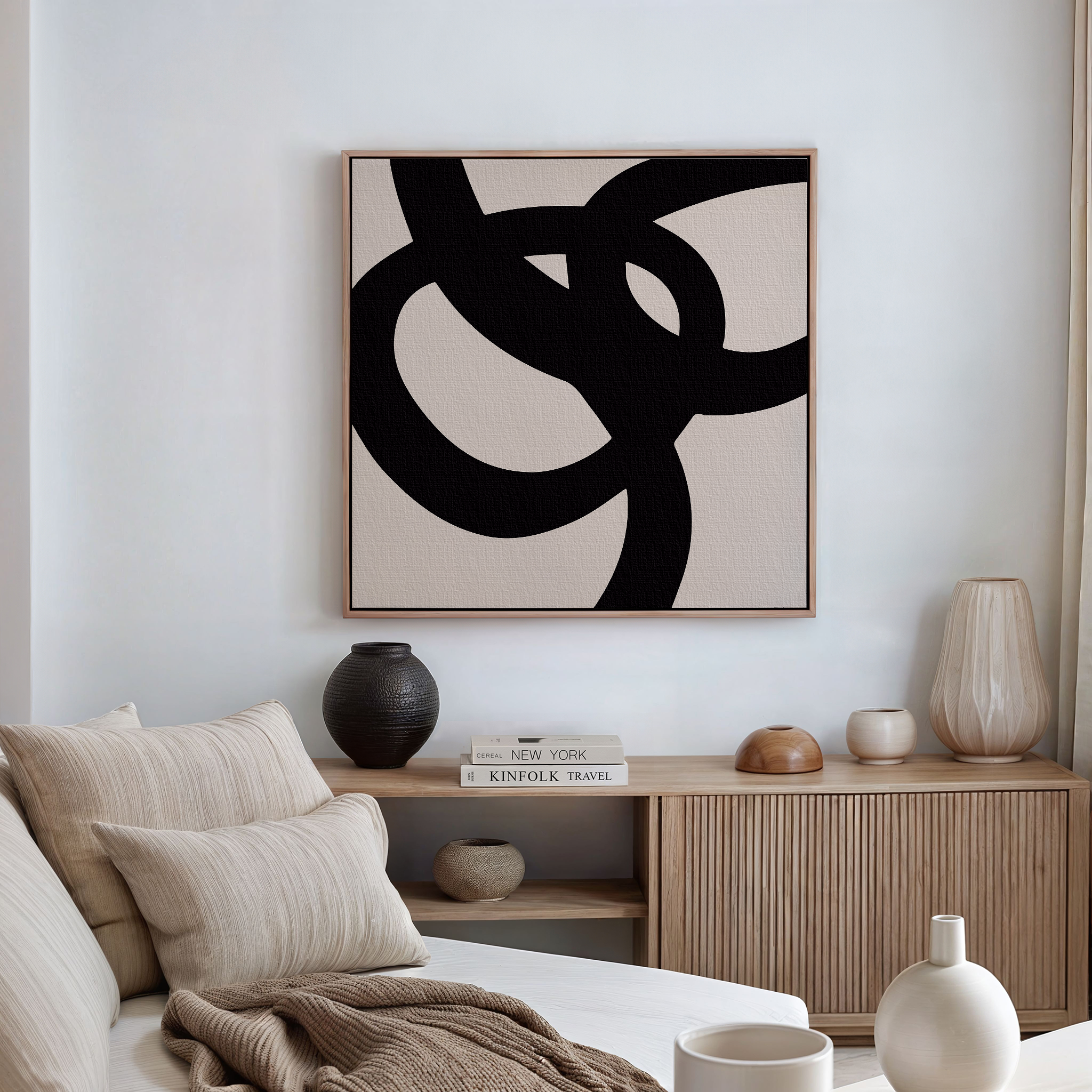 Ink & Ember – black abstract canvas wall art print by Aspire Prints