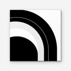 Monochrome Arc Canvas Art – square black and white geometric abstract print as a gallery-wrapped canvas on a white background