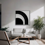 Monochrome Arc Canvas Art - Square – White Floating Frame in room setting