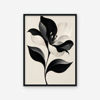Monochrome Lily Canvas Art - Vertical – Black Floating Frame on white background
