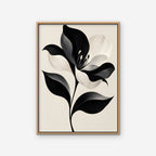 Monochrome Lily Canvas Art - Vertical – Oak Floating Frame on white background