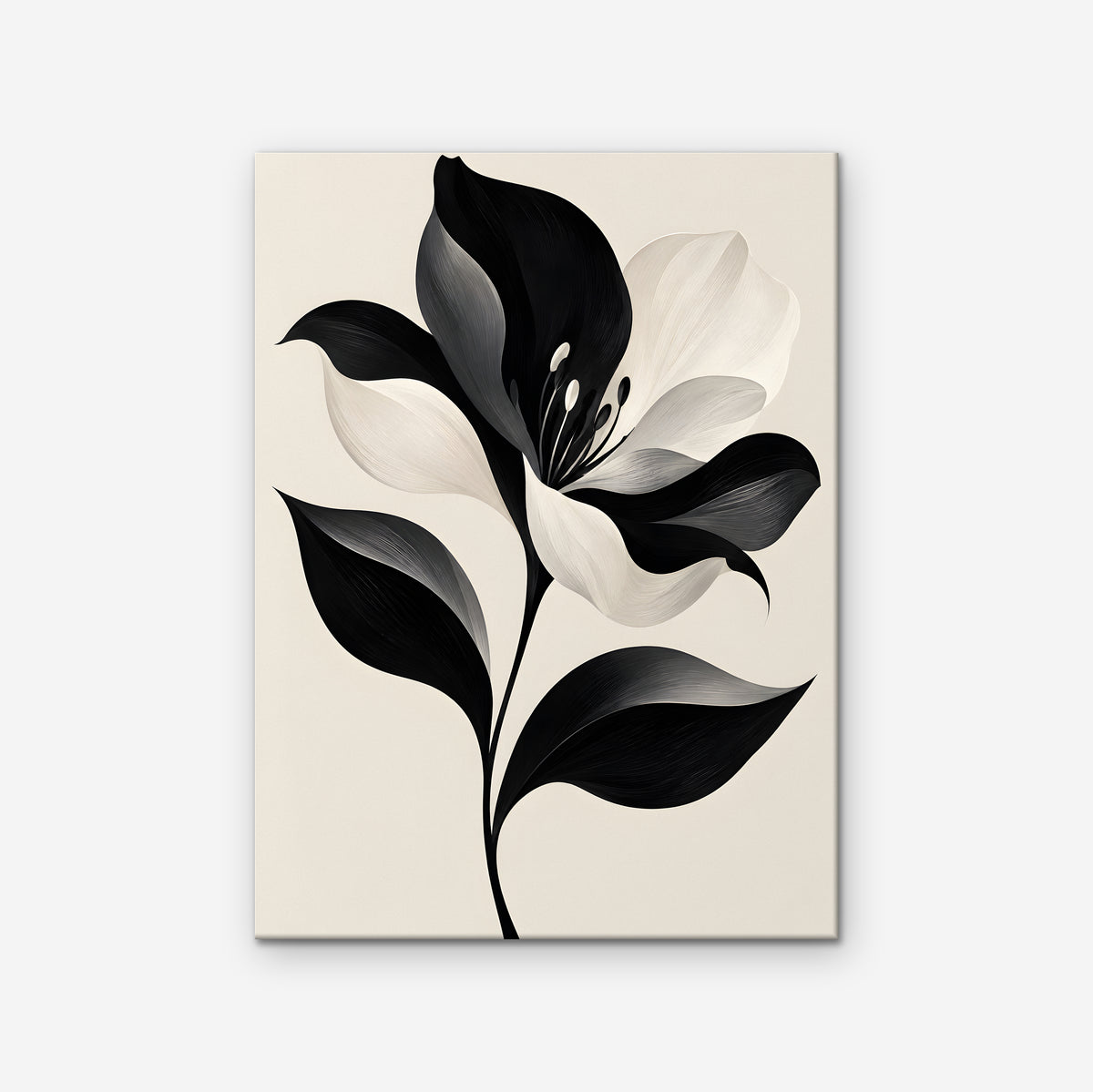 Monochrome Lily Canvas Art - Vertical – Stretched Canvas Only on white background