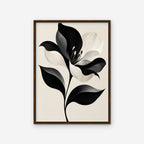 Monochrome Lily Canvas Art - Vertical – Walnut Floating Frame on white background