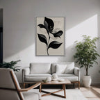 Monochrome Lily Canvas Art - Vertical – White Floating Frame in room setting