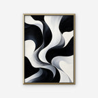 Monochrome Swirl Canvas Art - Vertical – Gold Floating Frame on white background