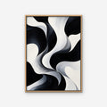 Monochrome Swirl Canvas Art - Vertical – Oak Floating Frame on white background